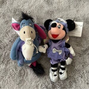 NWT Vintage Disney Beanie Baby Sugar Plum Eeyore and Minnie Set of Two